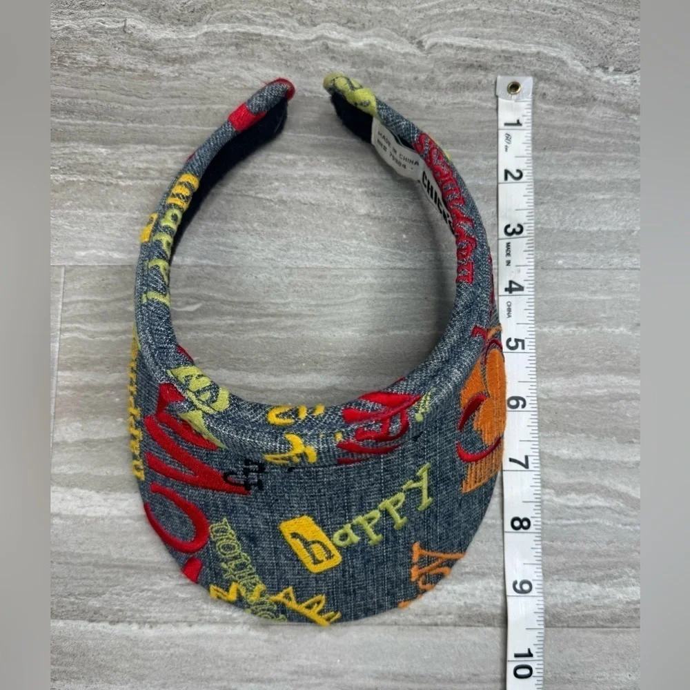 VTG Chicos Embroidered Happy Denim Visor